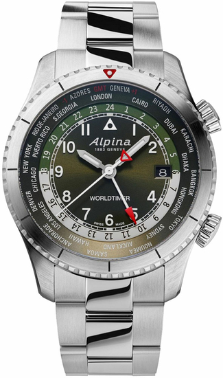 ALPINA STARTIMER  Pilot Quartz Worldtimer AL-255GR4S26B