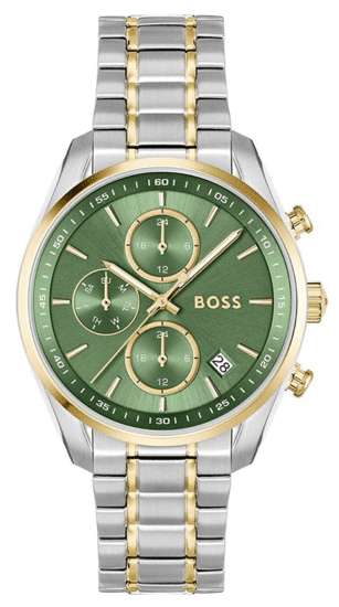 Boss Two-tone Watch with Green Dial and Five-link Bracelet 1502766