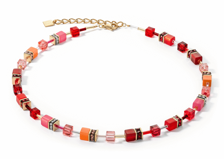 Coeur de Lion GeoCUBE® Iconic Necklace Gold Red 2838/10-0300