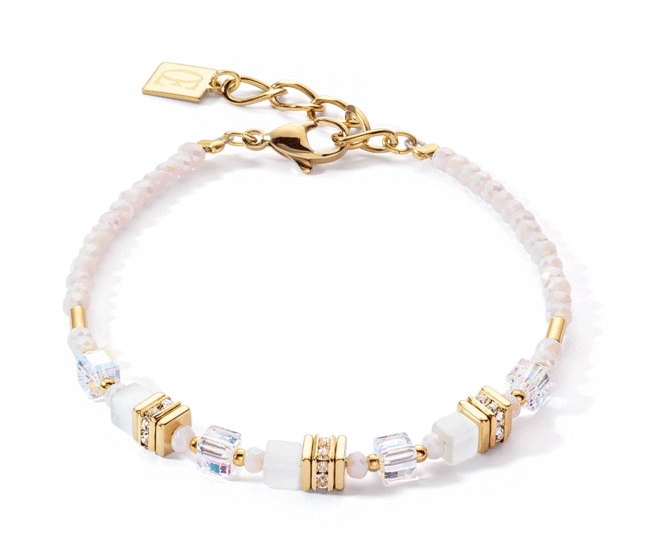 Coeur de Lion Mini Cubes Bracelet Gold White 4565/30-1416