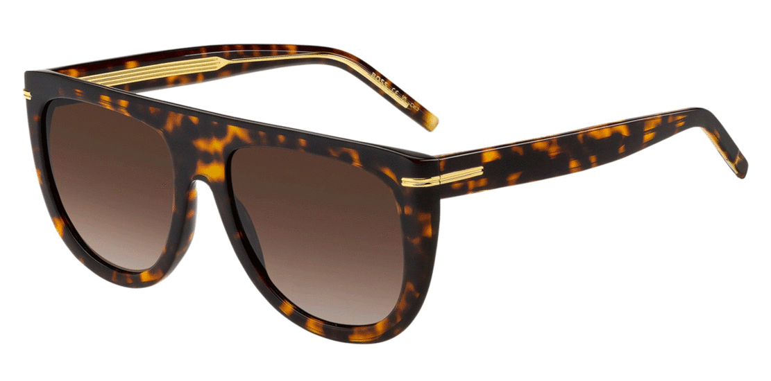 HUGO BOSS HAVANA-ACETATE SUNGLASSES WITH GOLD-TONE HARDWARE 1655/S 086/HA