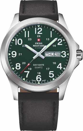 SWISS MILITARY BY CHRONO Day-Date Quartz Leather Watch SMP36040.30