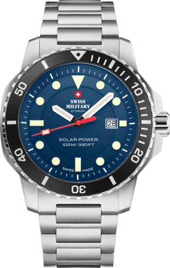 SWISS MILITARY BY CHRONO Swiss Solar Sports Watch Blue Steel SMS34102.02 